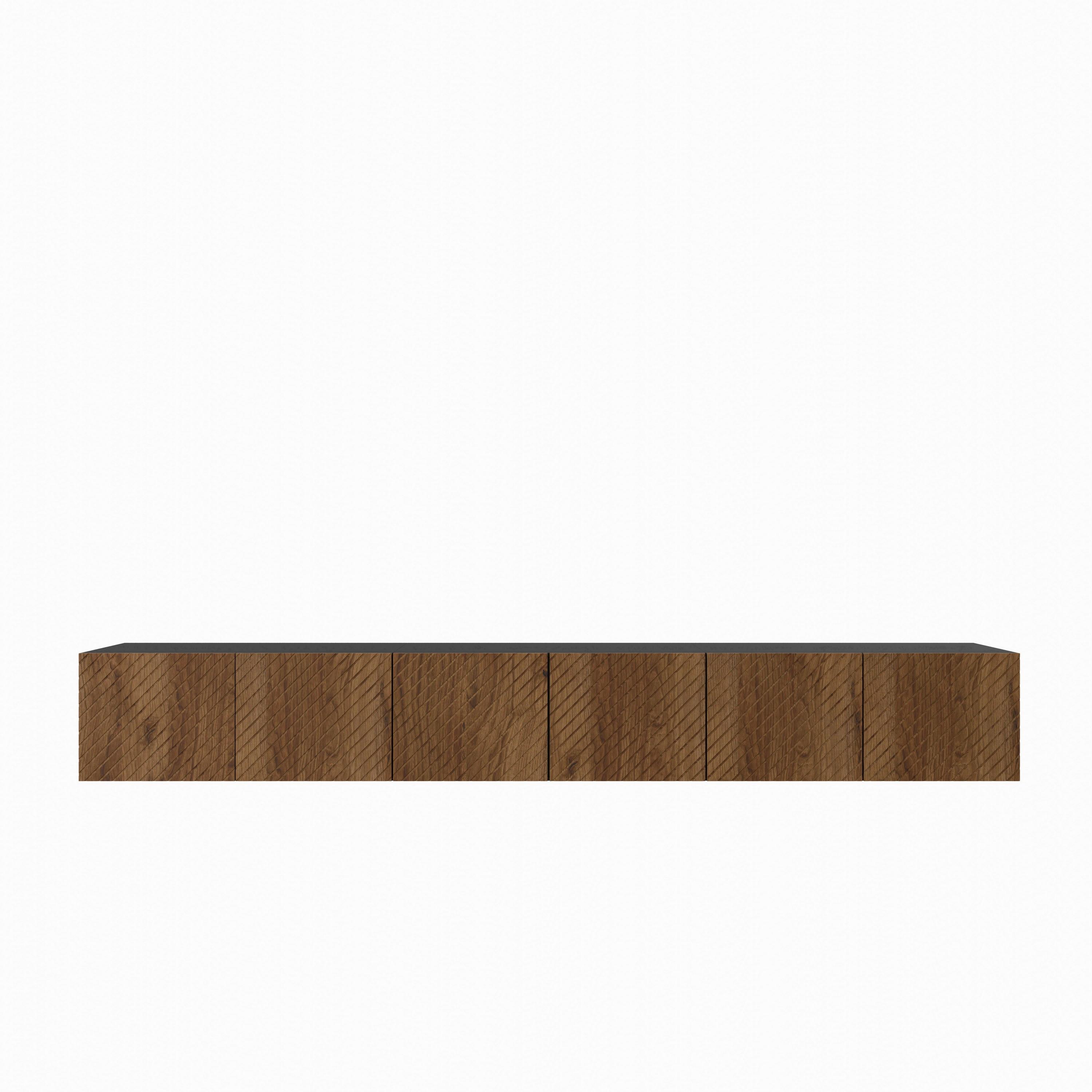 LOWBOARD CAVA 300/41/40 cm, Hängender TV-Schrank Weiß / Eichefarben - Eichefarben/Braun, Holzwerkstoff (300/41/40cm) - MASSENO