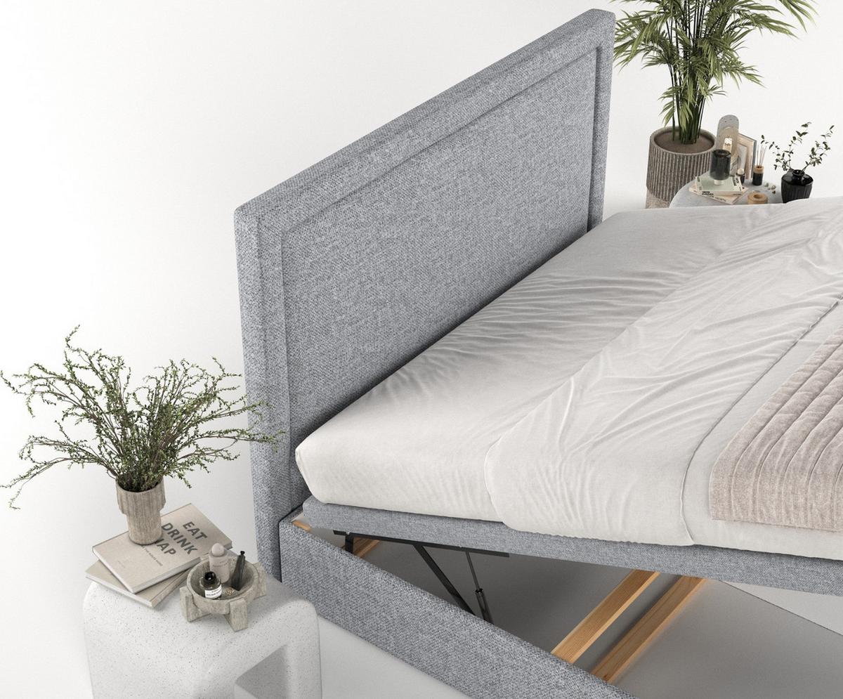 POLSTERBETT Salma mit Stauraum 160/200 cm Grau im Alta Stoff - Schwarz/Grau, Holz/Holzwerkstoff (160/200cm) - AltaBeds