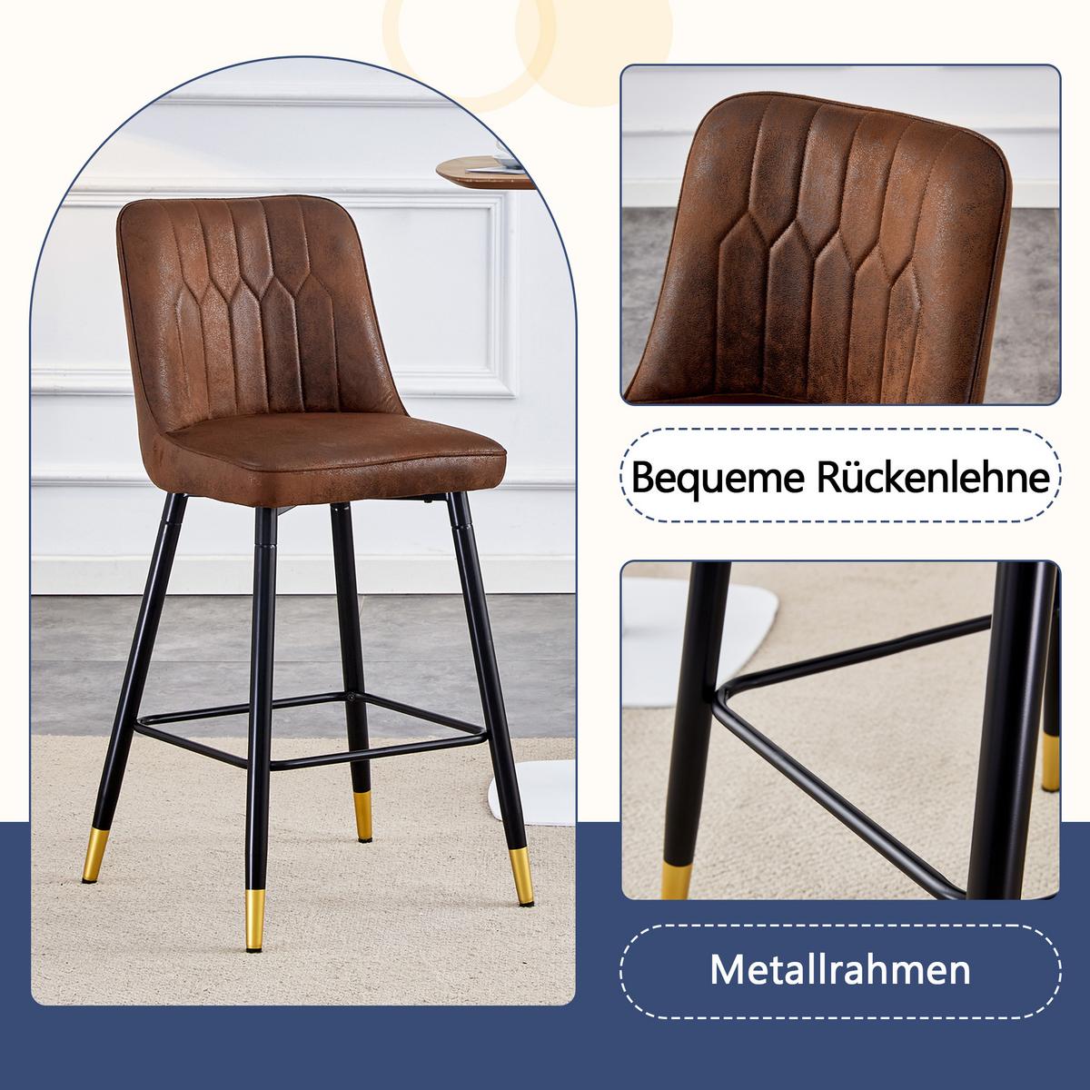 BARHOCKER 2er set stoff metall mit fußstütze - Braun, Textil (42/100/45cm) - Urban Meuble