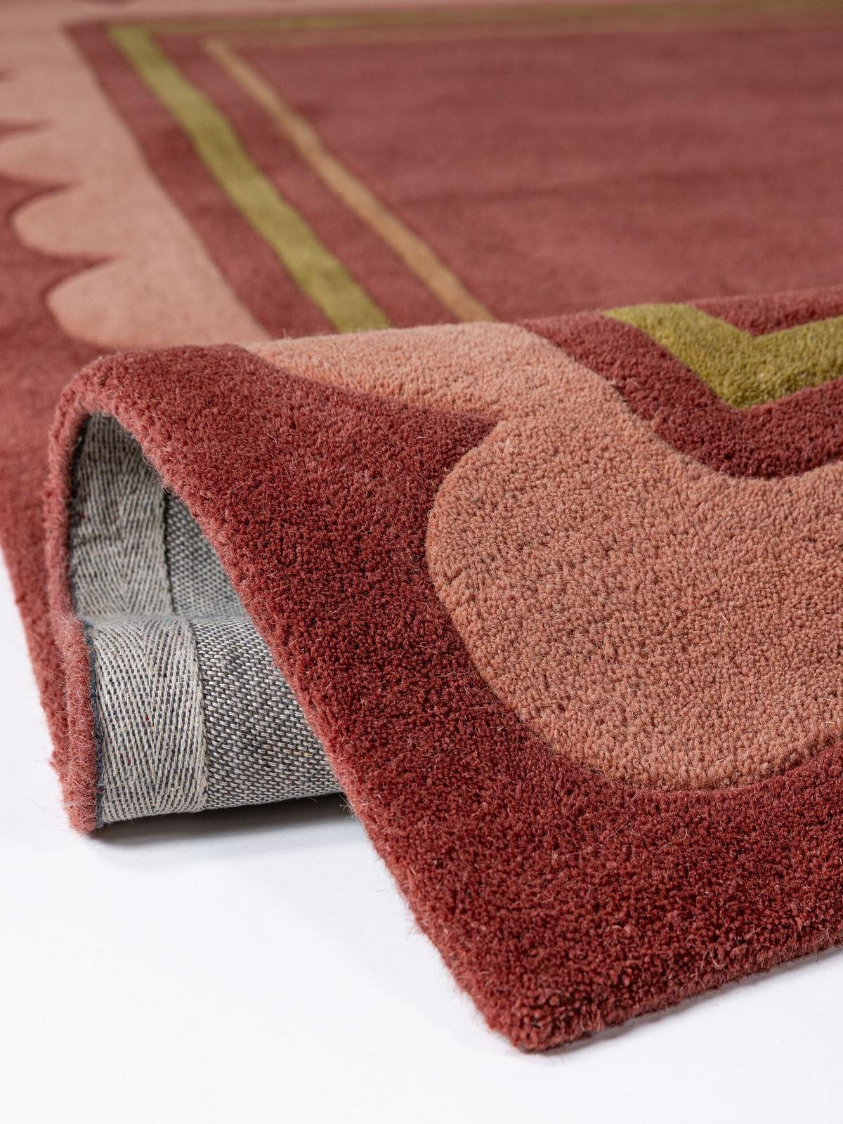 LÄUFER handgetuftet WENSUM, in Beerenrot, Scallop-Bordüre, 80 x 230 cm - Rot, Textil (80/230cm) - KADIMA DESIGN