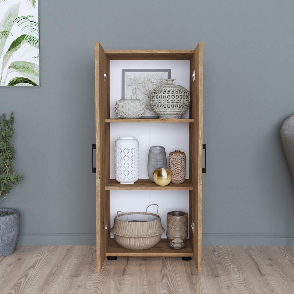 MEHRZWECKSCHRANK Åsnes - Eichefarben, Holzwerkstoff (49/108/32cm) - [en.casa]