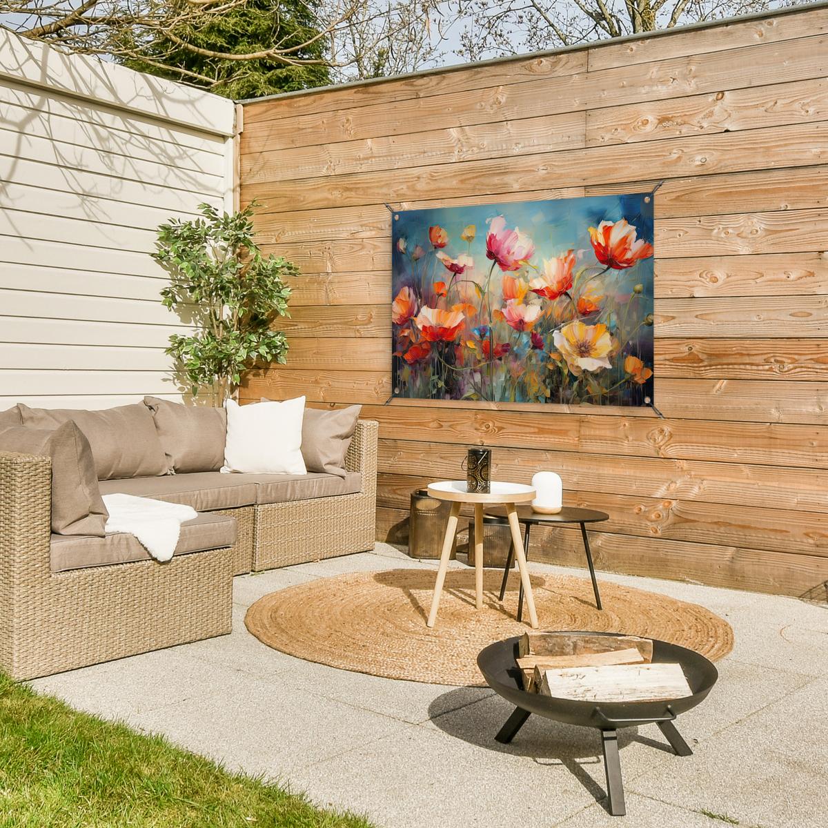 GARTENPOSTER Blumen - Aquarell - Kunst - Botanisch - Natur Gartendeko 90x60 cm - Orange, Kunststoff (90/60/0.2cm) - OnlyWow
