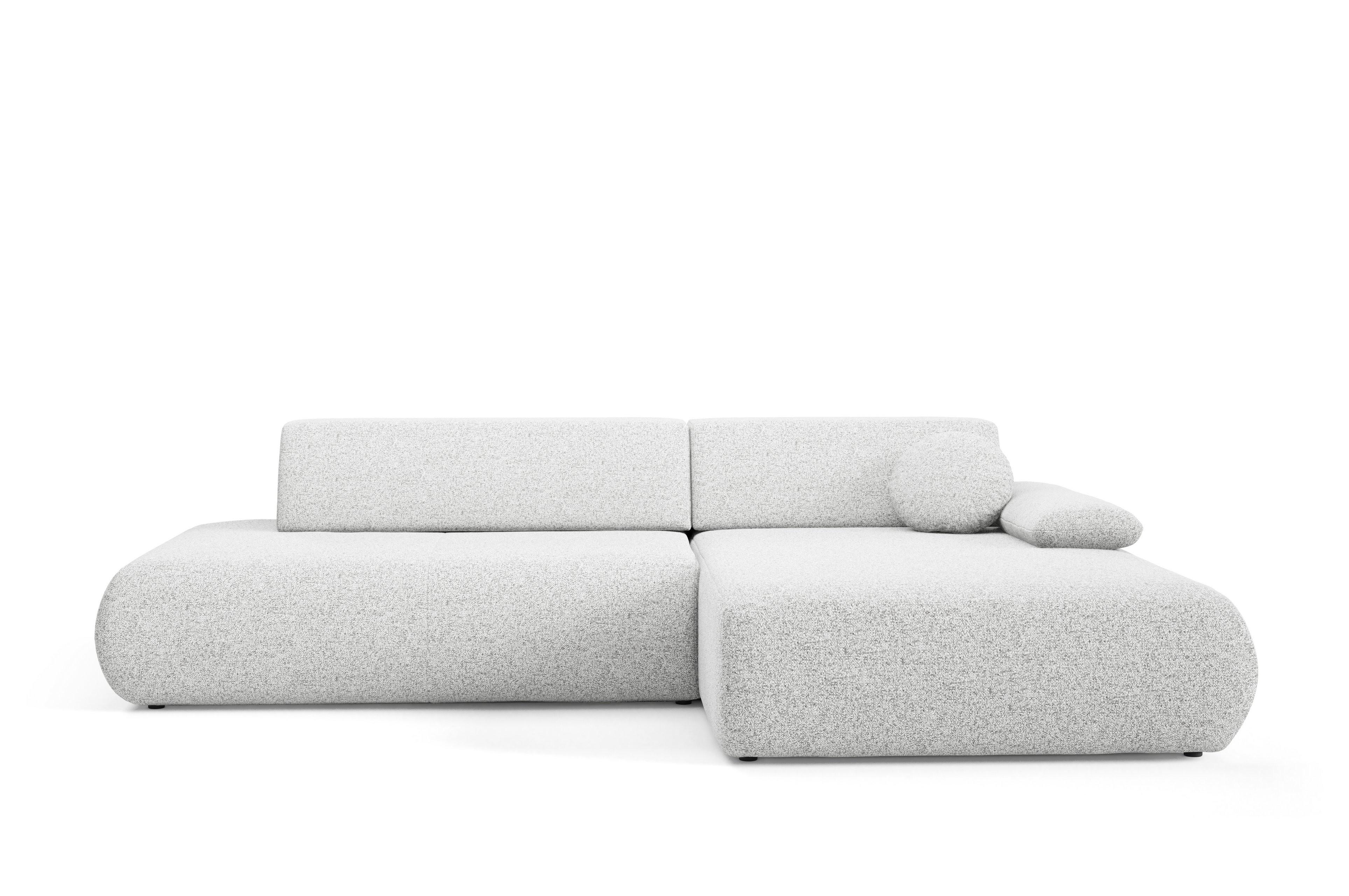 ECKSOFA DELTA R-S Hellgrau Geflochtener Stoff mit Schlaffunktion - Hellgrau, Holz (286/173.5cm) - MASSENO