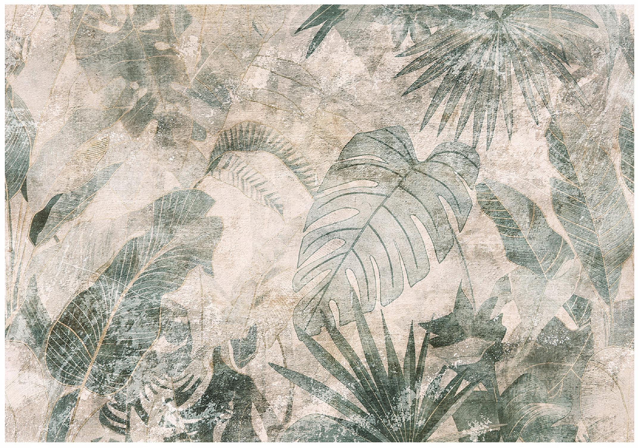 FOTOTAPETE Blätter Beton Beige 254x184 cm - Multicolor, Textil (254/184cm) - Wallarena
