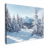 LEINWANDBILD Winterlandschaft - Natur - Berge - Bäume - Schnee Wandbild 40x30 cm - Hellblau, Textil (40/30cm) - MuchoWow