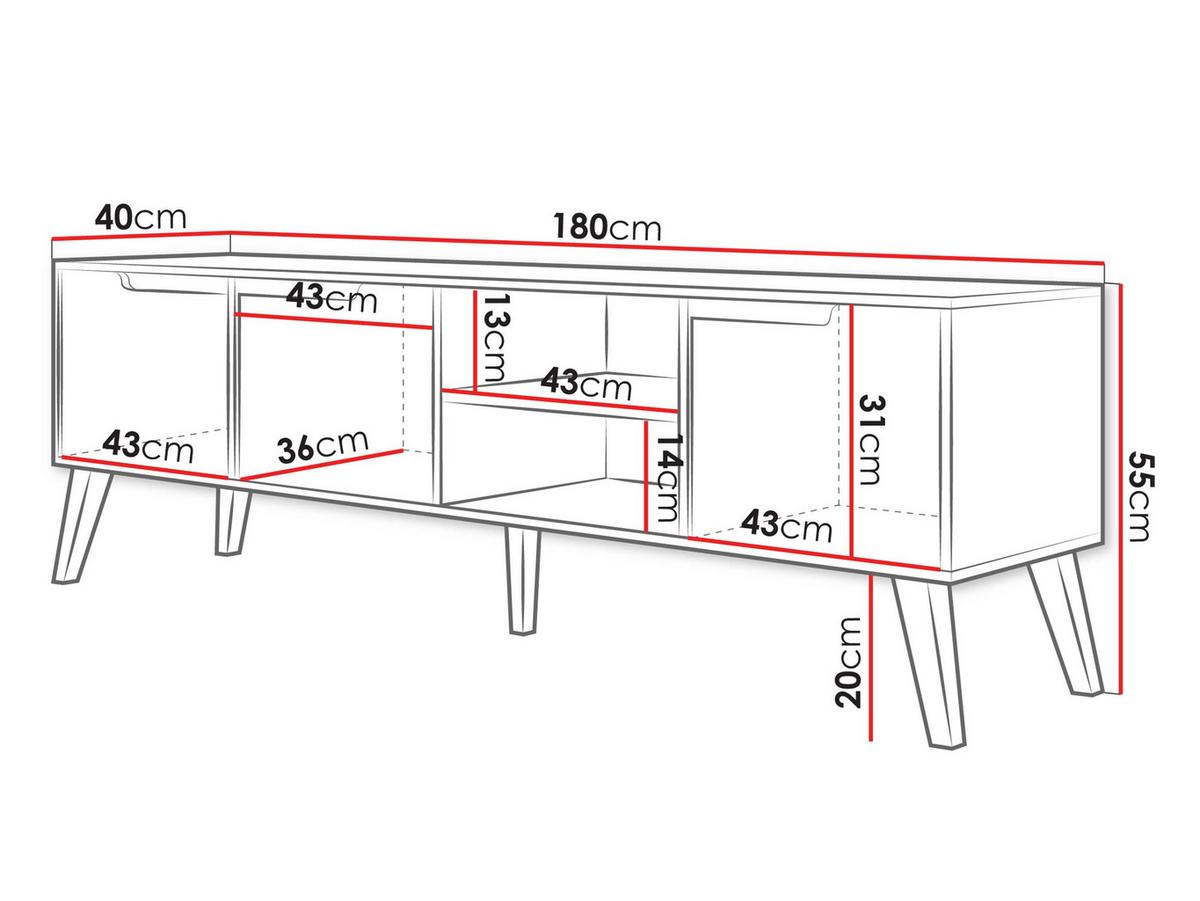 TV-LOWBOARD Nordelo 180 - Nussbaumfarben, Holz/Holzwerkstoff (180/55/40cm) - MIRJAN24