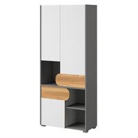 DREHTÜRENSCHRANK ARCADA 80/189,5/38cm 3-türig Eichefarben - Eichefarben/Weiß, Holzwerkstoff (80/189.5/38cm) - MASSENO