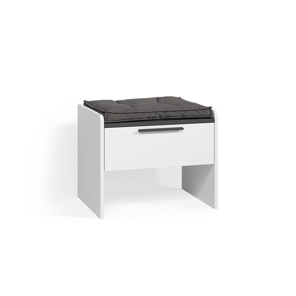 ESSZIMMERBANK Tiberio Weiß 53.5 x 41.1 cm mit 1 Schublade - Weiß, Holzwerkstoff (53.5/45.5/41.1cm) - Livinity®