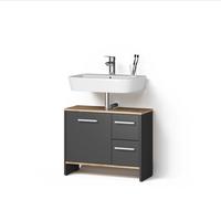 WASCHBECKENUNTERSCHRANK Amalfi Anthrazit/Goldkraft Eiche 70.2 x 57 cm mit 2 Schubladen und 1 Tür - Honigeiche/Anthrazit, Holzwerkstoff (70.2/57/27.9cm) - Livinity®