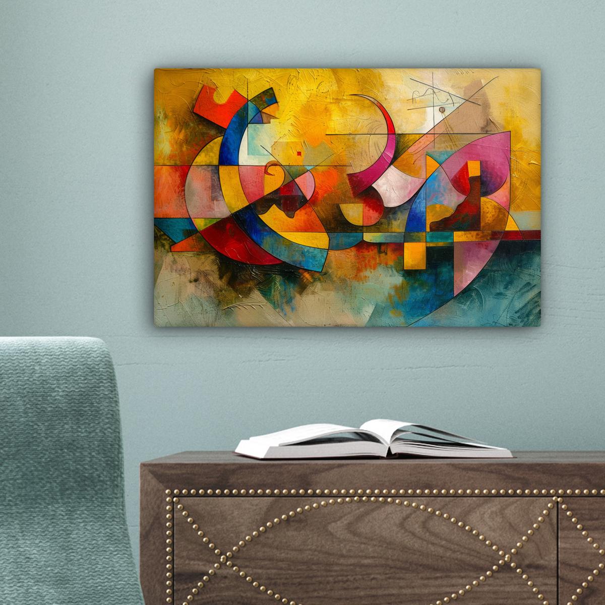 LEINWANDBILD Kunst - Abstrakt - Modern Deko Schlafzimmer 30x20 cm - Gelb, Textil (30/20cm) - MuchoWow