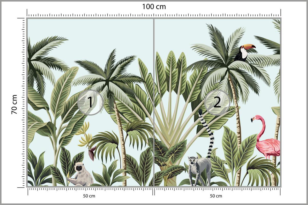 FOTOTAPETE für Schlafzimmer Exotische Tiere Dschungel Flamingo 100x70 - Schwarz/Weiß, Papier (100/70cm) - Muralo