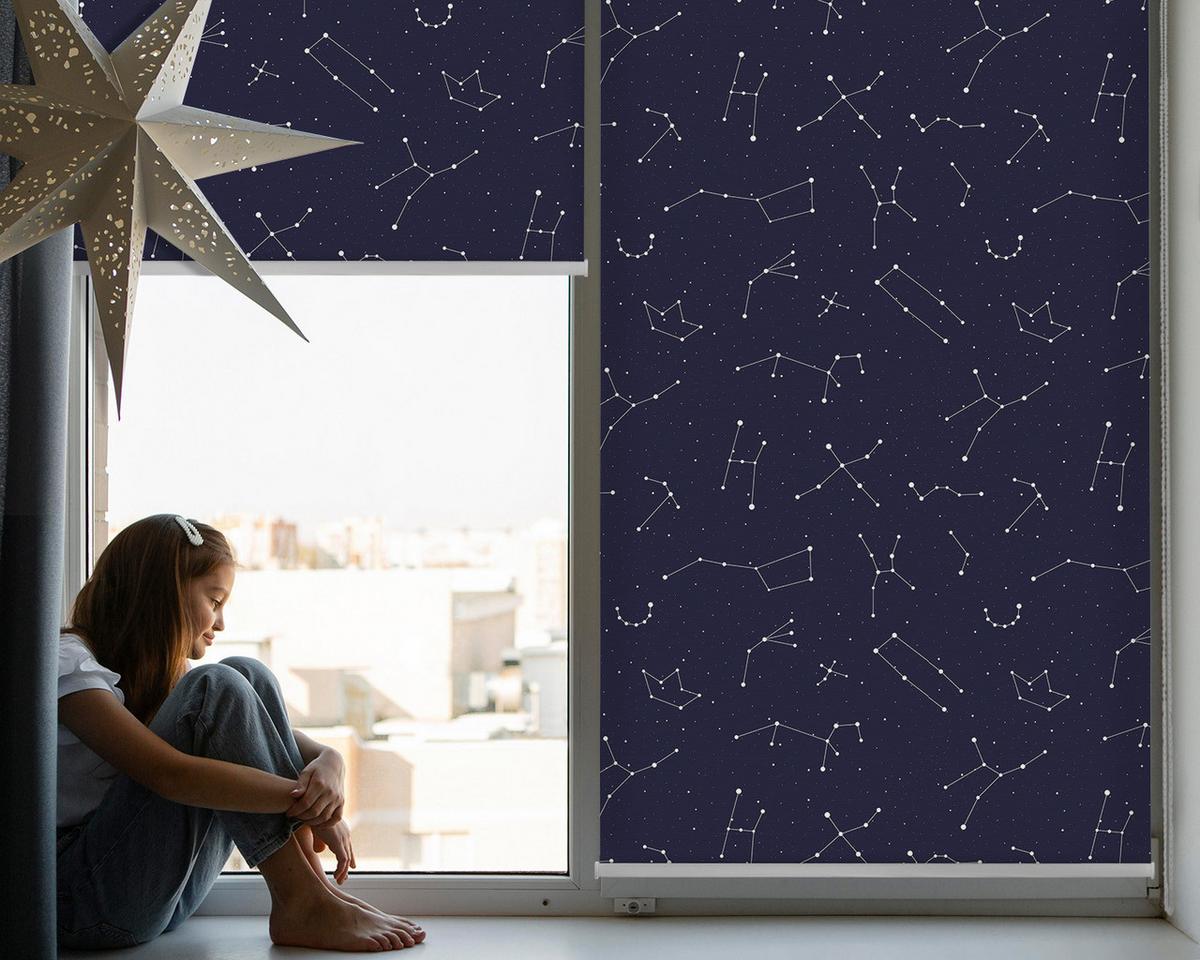 INNENROLLO - Fensterrollo - Rollo - 100x140 cm - Sternbild - Schwarz, Kunststoff (100/140/0.5cm) - TULUP