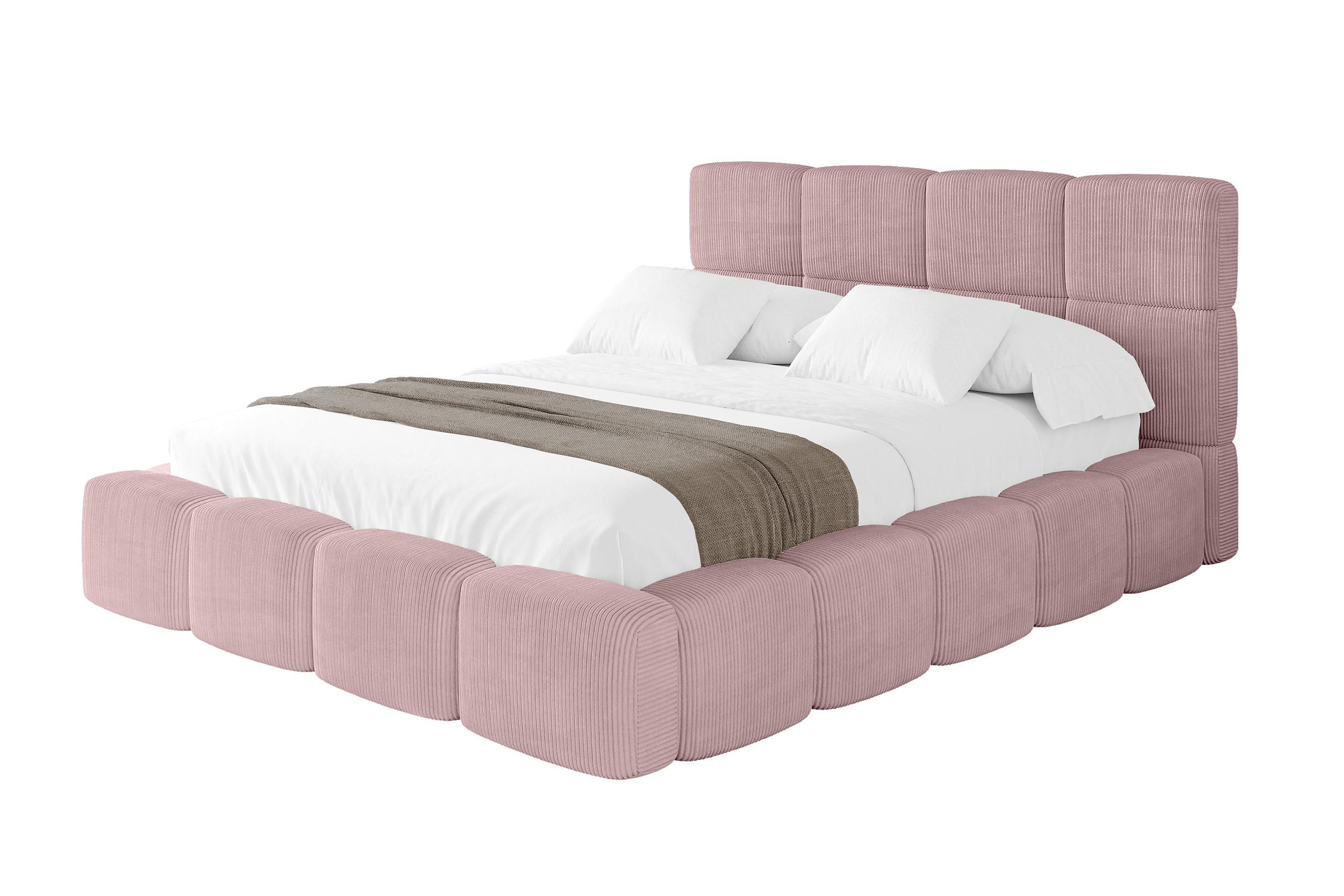 POLSTERBETT mit Bettkasten und Lattenrost, Bett mit Kopfteil, Boxbett ohne Matratze, Doppelbett mit Stauraum - NATA 160x200 Rosa - Rosa, Holzwerkstoff/Textil (160/200cm) - ALTDECOR
