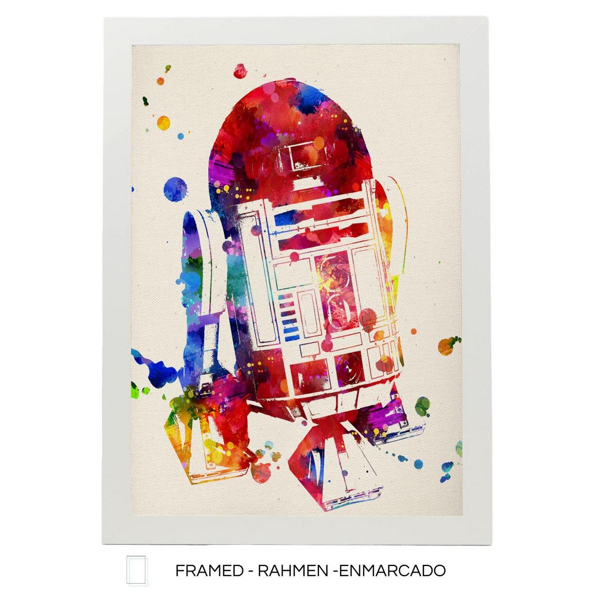 POSTER Set Mit 6 Star Wars Aquarell Illustrationen Klassischer Science Fiction Geschichten Und Filme Innenarchitektur A3 & A4 Weißer Rahmen - Weiß, Papier (29/3cm) - Nacnic