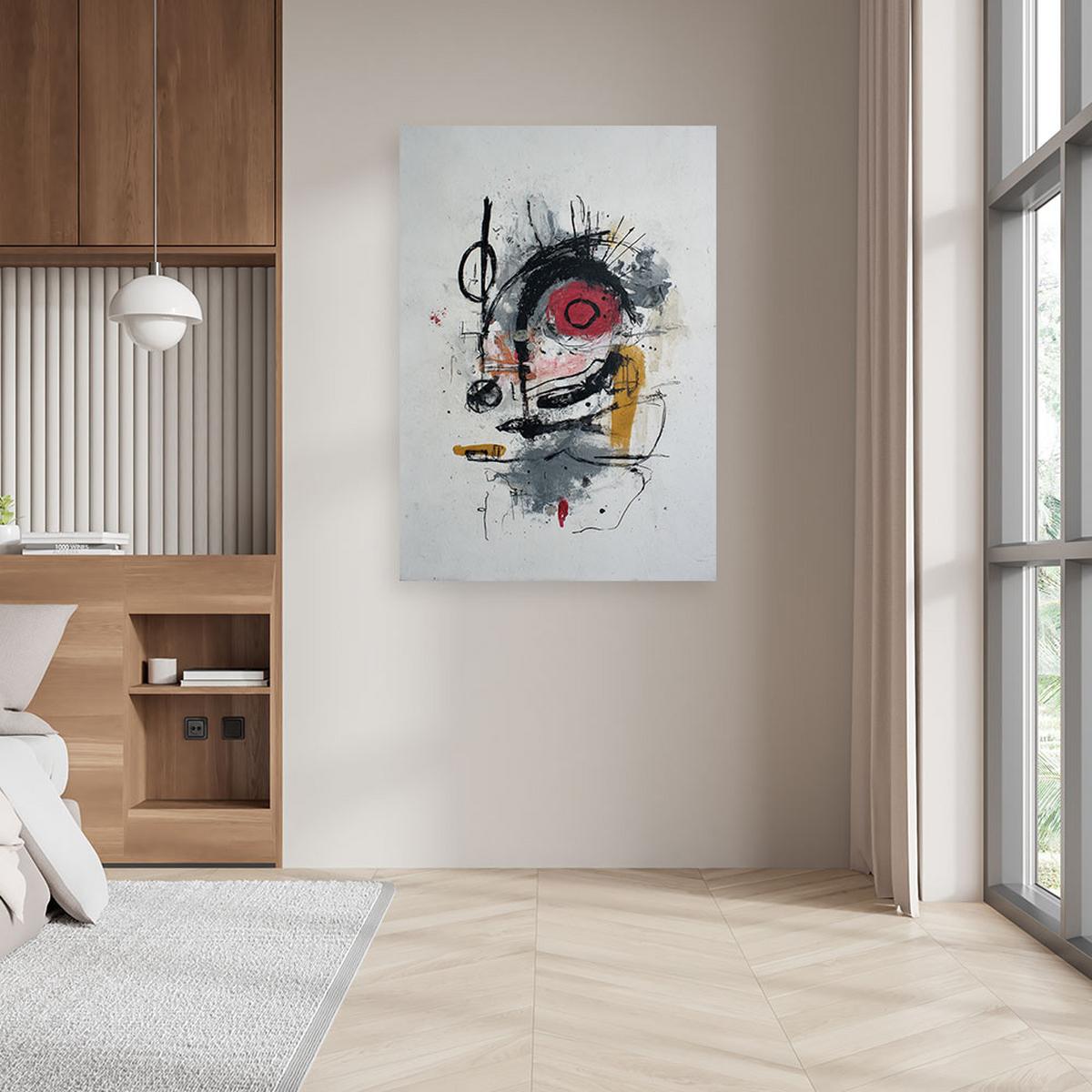 WANDBILD, Moderne Abstrakt auf grauem Hintergrund - Weiß, Textil (60/90cm) - Feeby