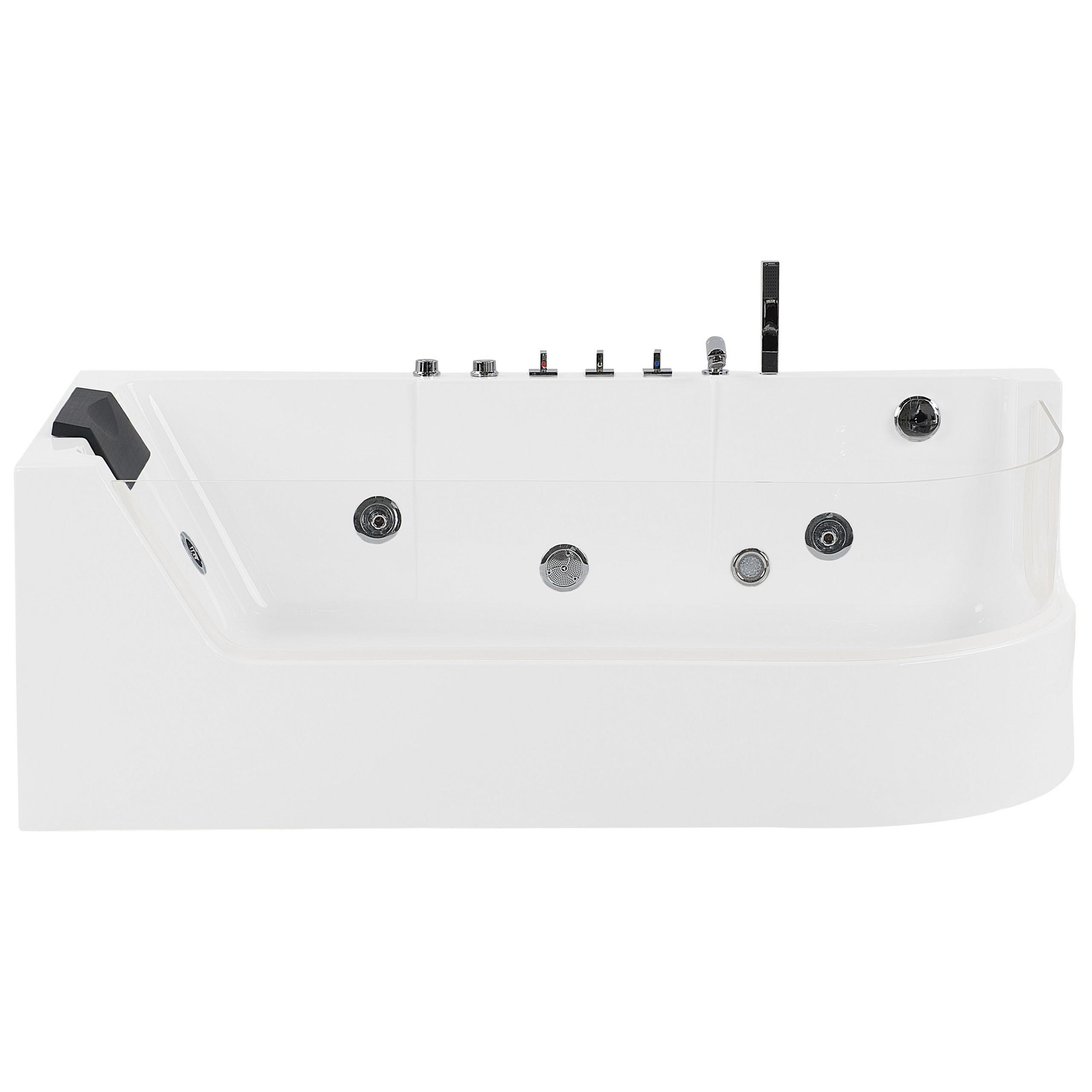 WHIRLPOOL-BADEWANNE mit LED 80x170x59 cm weiß Acuario - Weiß, Kunststoff (80/59/170cm) - Beliani