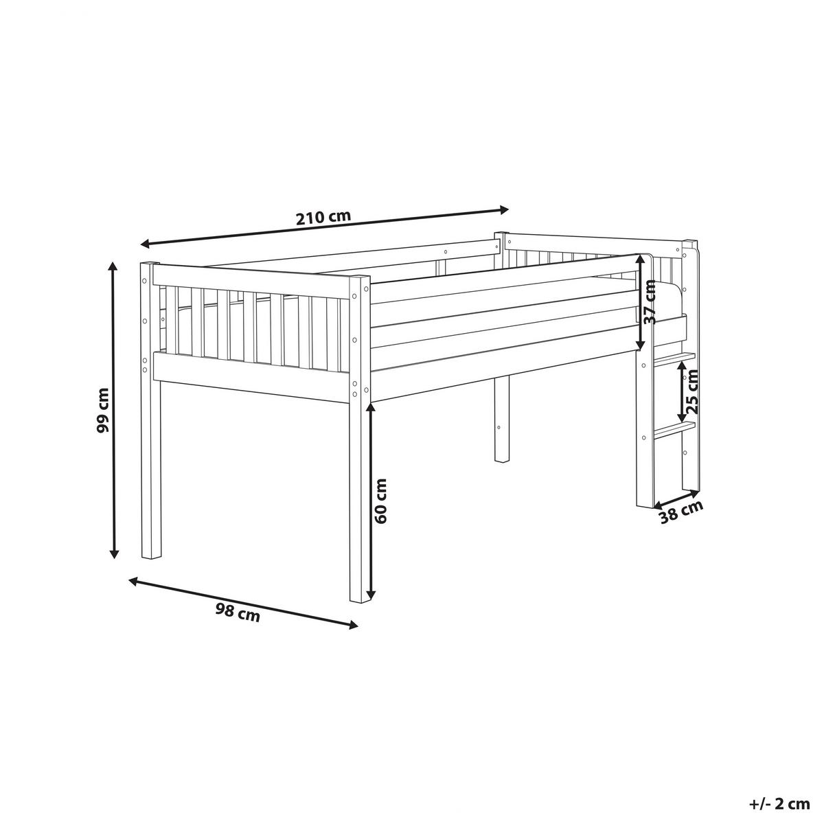 HALBHOCHBETT 90x200 cm Heller Holzfarbton Peipin - Hellbraun, Holz (90/200cm) - Beliani