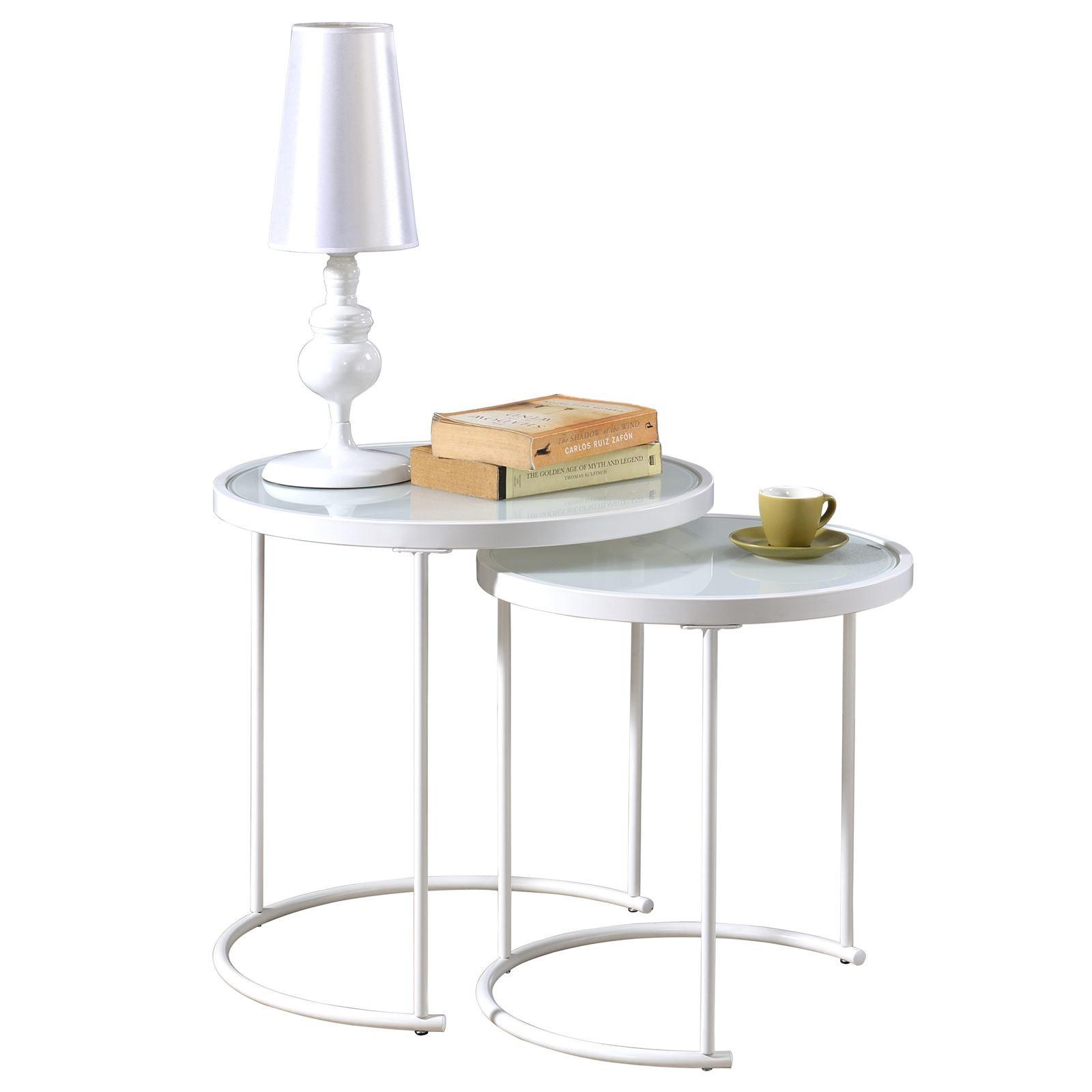 COUCHTISCHSET LEYRE 2er Set weiß - Weiß, Glas (50/50/50cm) - IDIMEX
