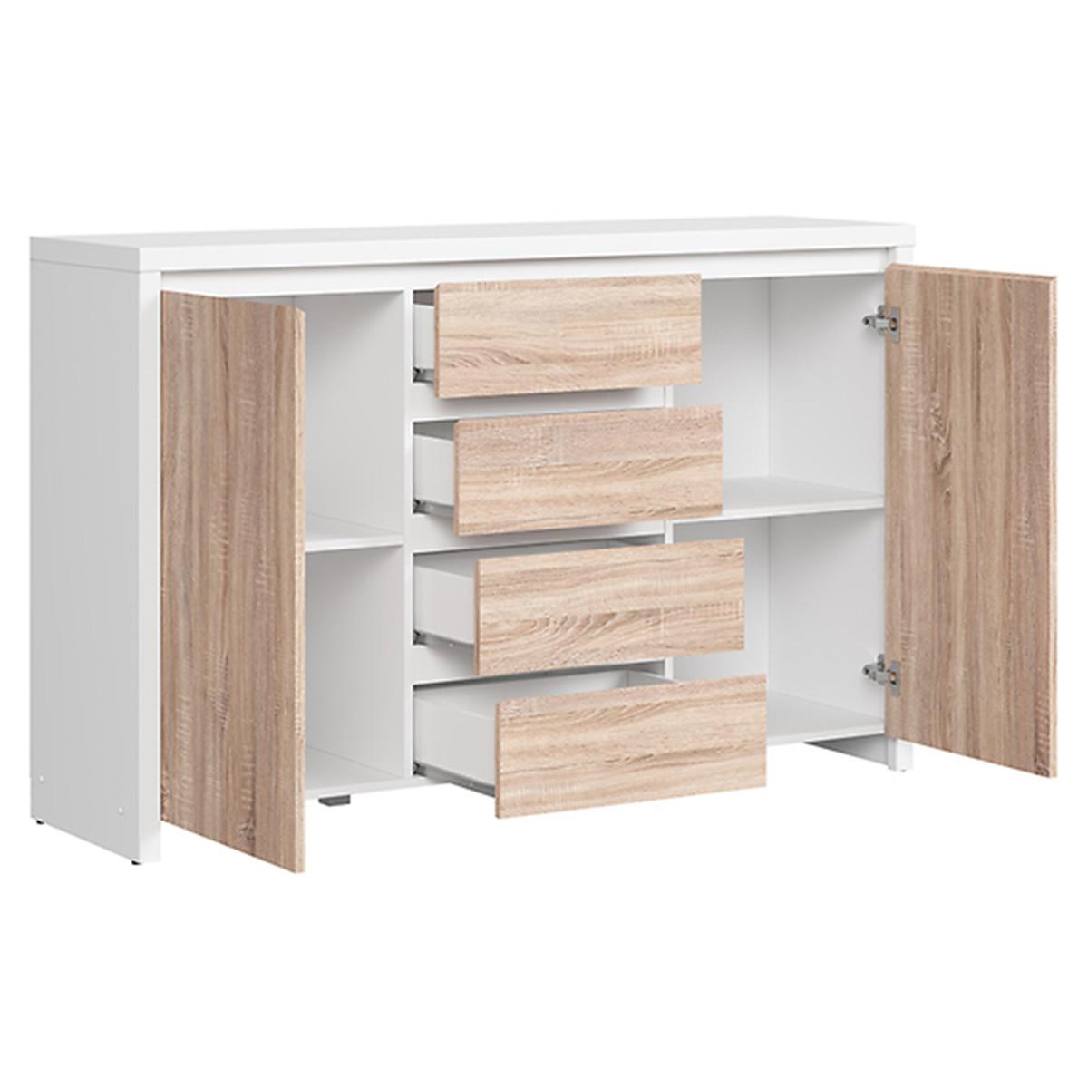 SIDEBOARD Soren Holz und Weiß - Weiß, Holzwerkstoff (143.5/92/40.5cm) - Petits-meubles