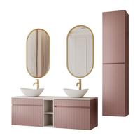 BADEZIMMER-SET FLORIS II - Rosa, Holzwerkstoff (140/46/45.6cm) - Lookway