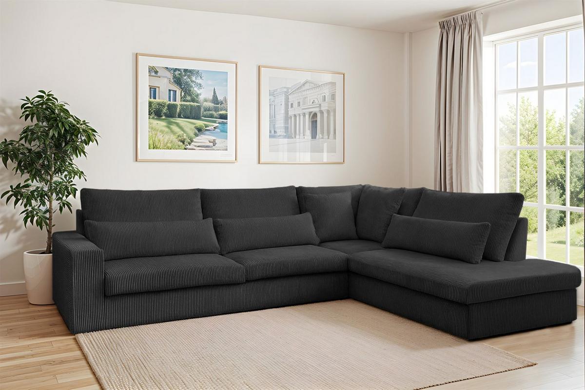 ECKSOFA Thora - Schwarz, Holzwerkstoff/Textil (315/245cm) - Fun Möbel