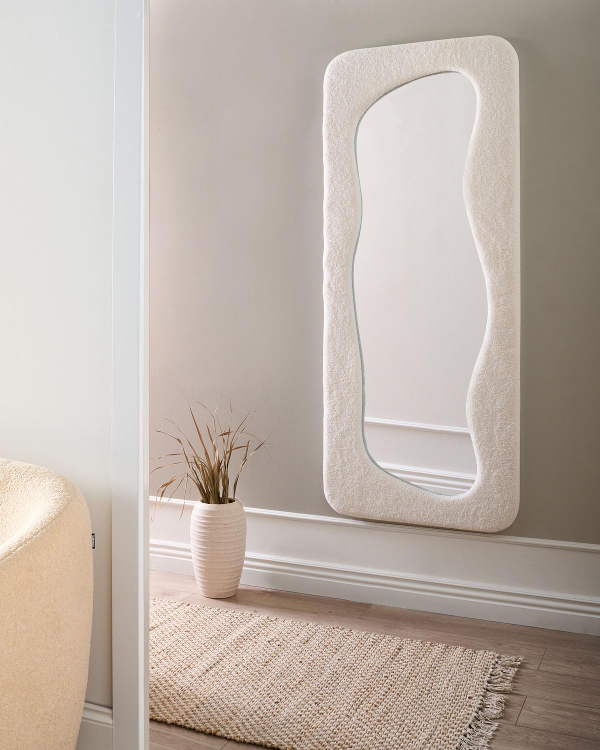 WANDSPIEGEL 70/170 cm Cremeweiß Quimper - Creme, Textil (70/170/5cm) - Beliani