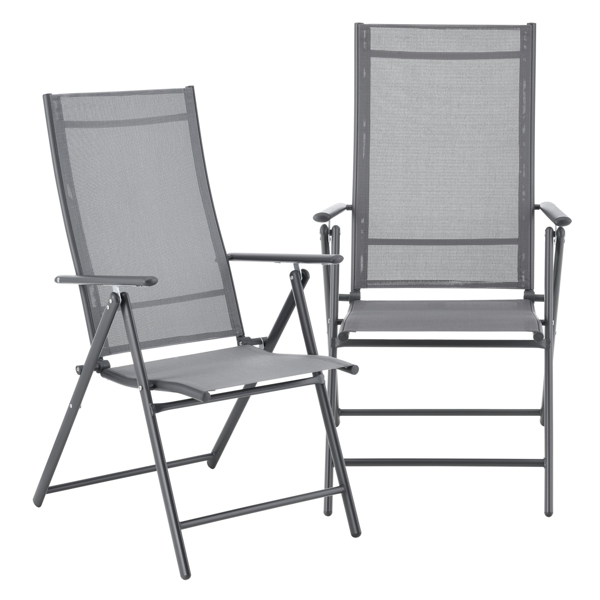 GARTENSTUHL-SET 2 TLG. Kalamata - Hellgrau, Metall (57/105/68cm) - [en.casa]