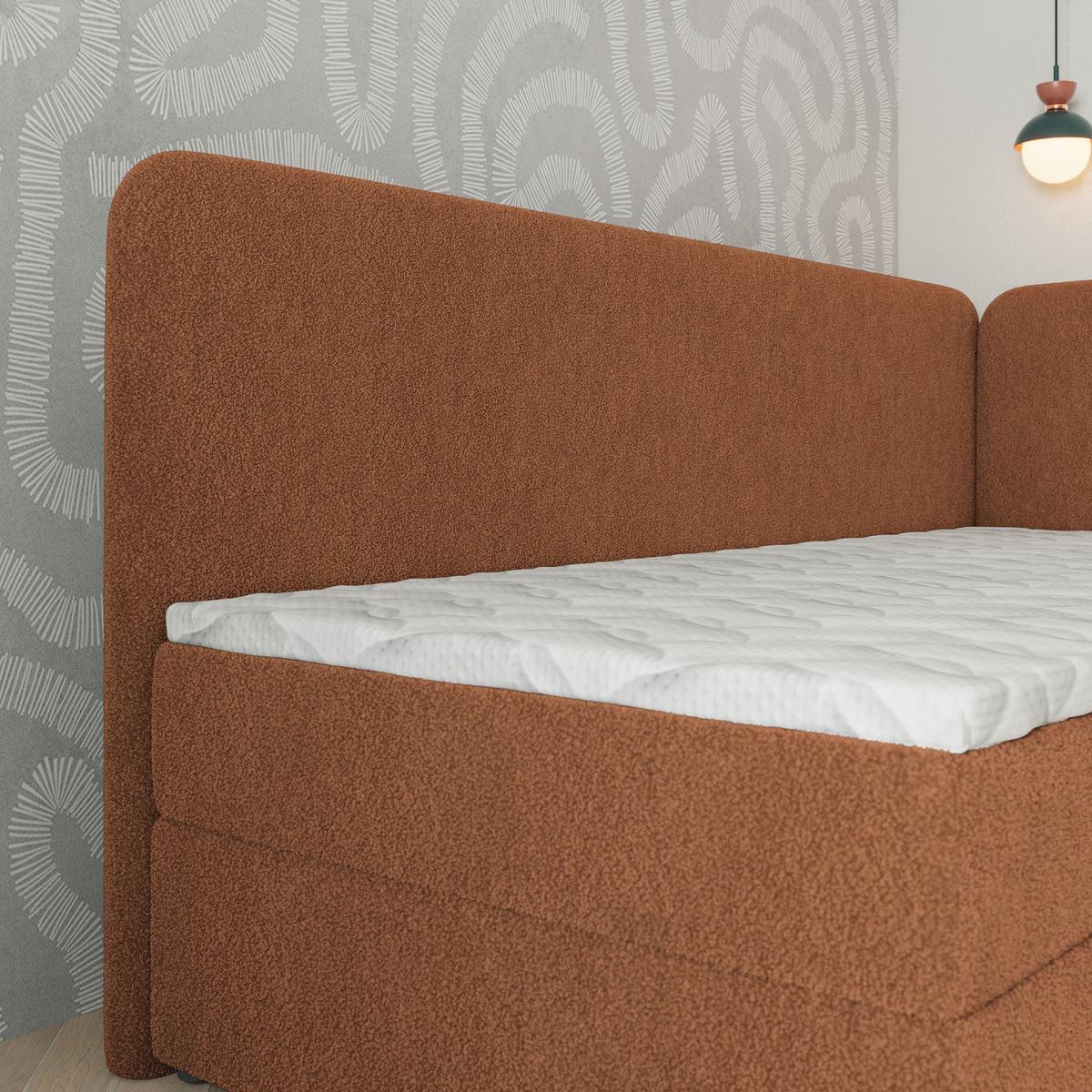 BOXBETT GINA 90x200 cm mit Matratze und Topper, H2+H3 - Kupferfarben - Kupferfarben, Holz (90/200cm) - MASSENO