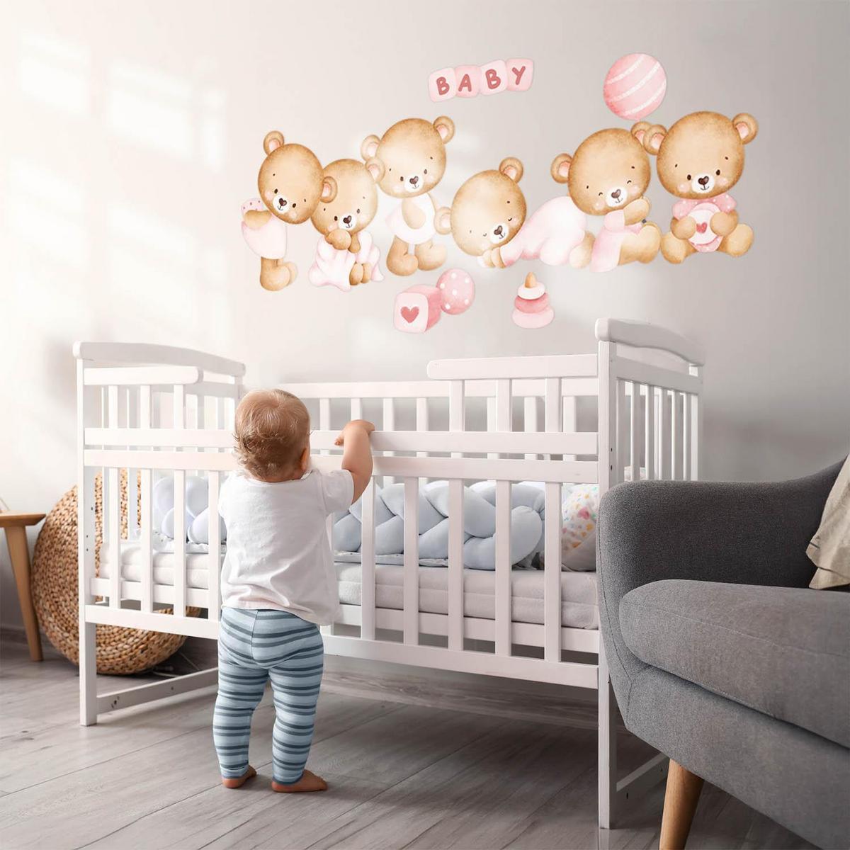 WANDAUFKLEBER 100x175cm - Niedliche Teddybären - Multicolor, Kunststoff (100/175/0.1cm) - Wallfluent