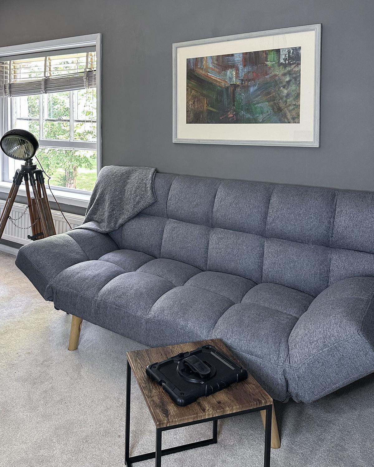 3-SITZER-SCHLAFSOFA Polsterbezug Dunkelgrau Ingaro - Dunkelgrau, Textil (182/86/79cm) - Beliani