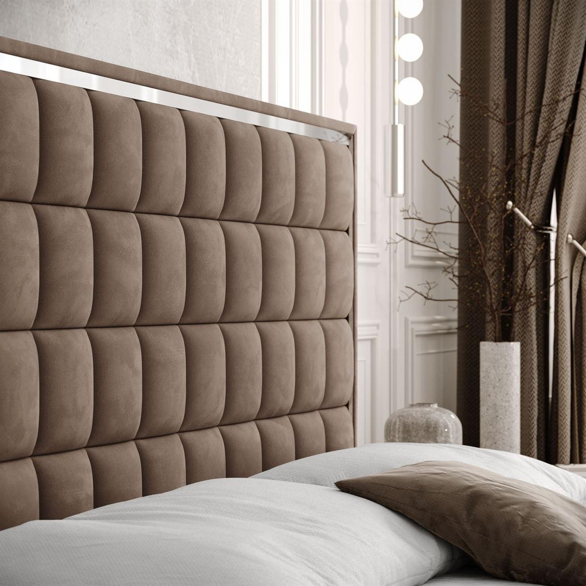 BOXSPRINGBETT ISADORA SILVER mit Bettkasten und Topper 160x200 cm Royal Velvet 176 - Beige, Textil - Lookway
