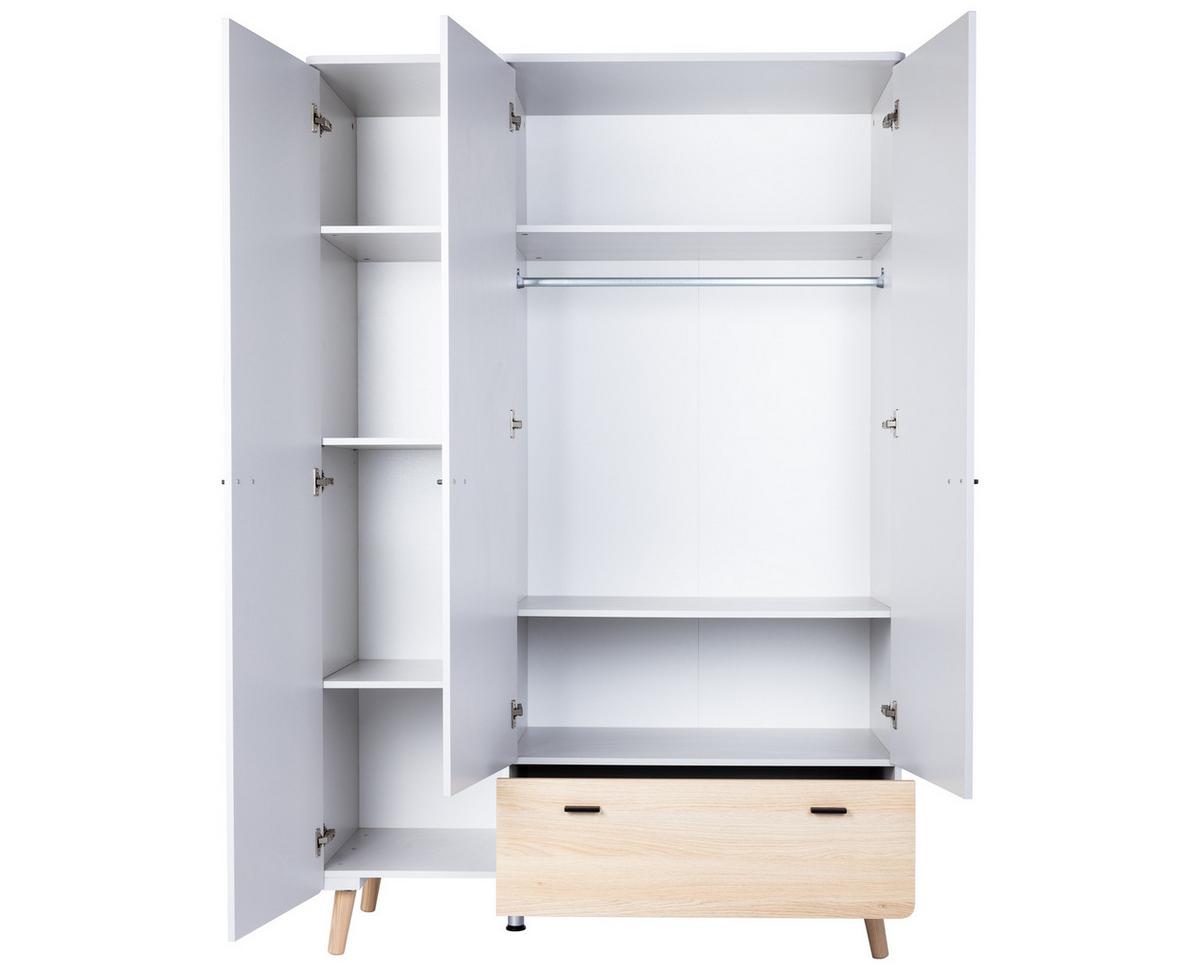 KLEIDERSCHRANK Lovis 3-türig - Eichefarben/Hellgrau, Holz/Holzwerkstoff (132/201/54cm) - arthur berndt