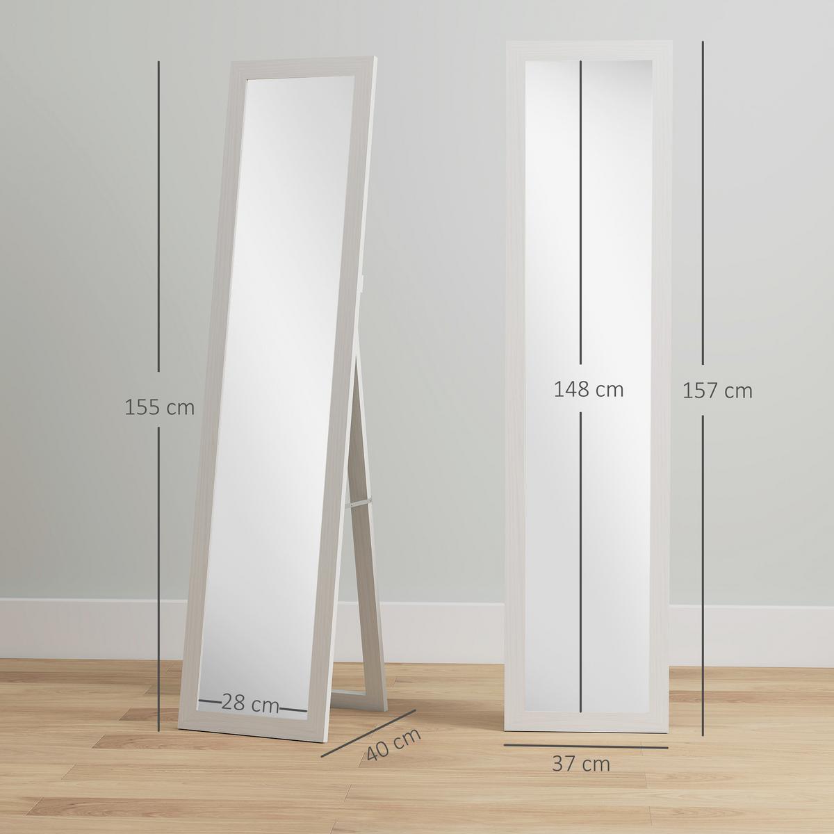 GANZKÖRPERSPIEGEL MDF Hartglas Weiß - Weiß, Holzwerkstoff (38/157/37cm) - HOMCOM
