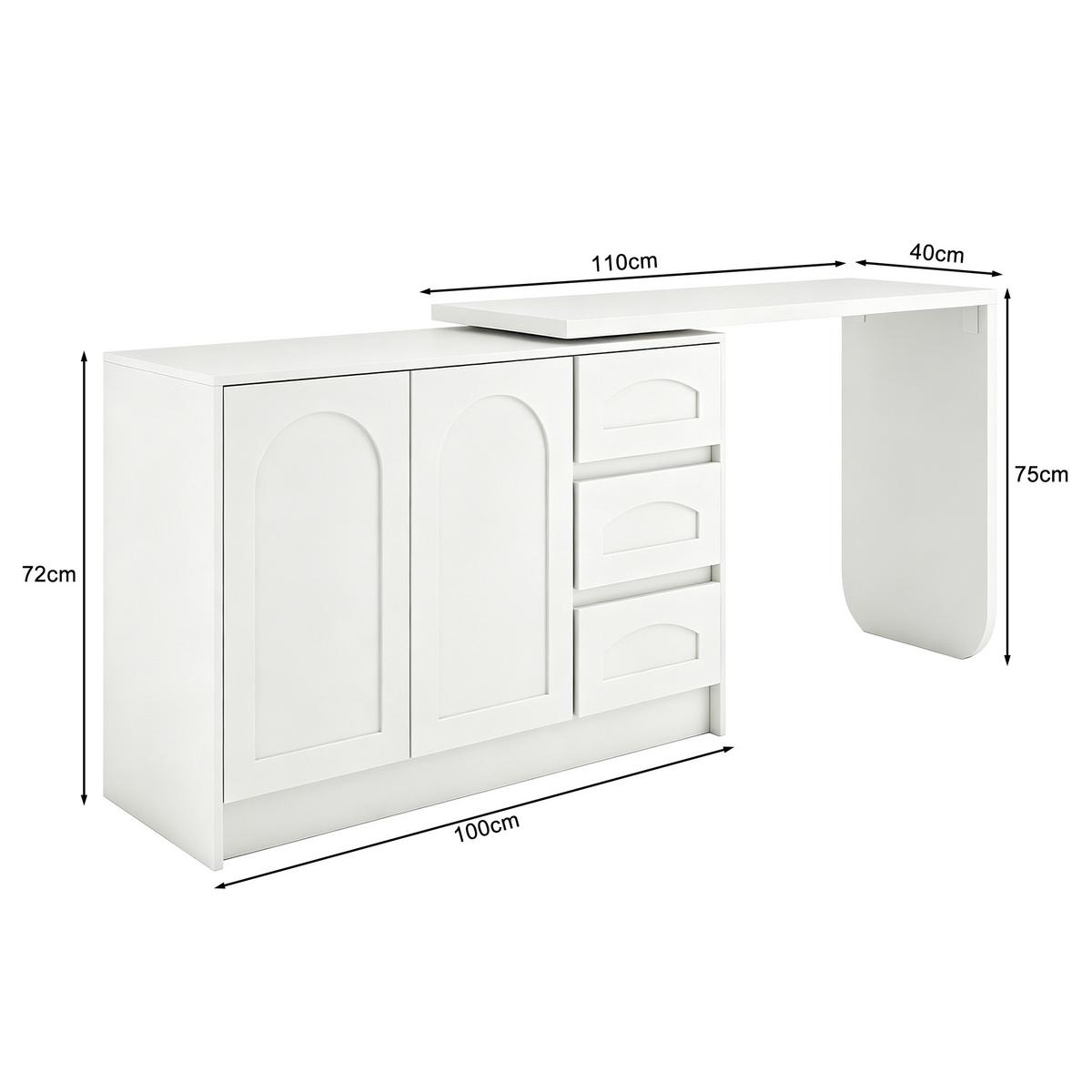 SCHREIBTISCH aus MDF in Weiß, 360° drehbar und platzsparend - Weiß, Holzwerkstoff (40/110/75cm) - Urban Meuble