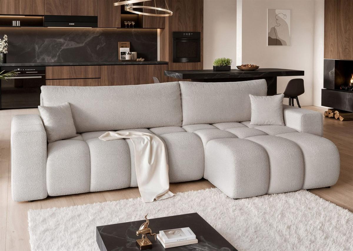 ECKSOFA Anabel Max Mit Schlaffunktion - Hellgrau, Holzwerkstoff/Textil (145/278cm) - Fun Möbel