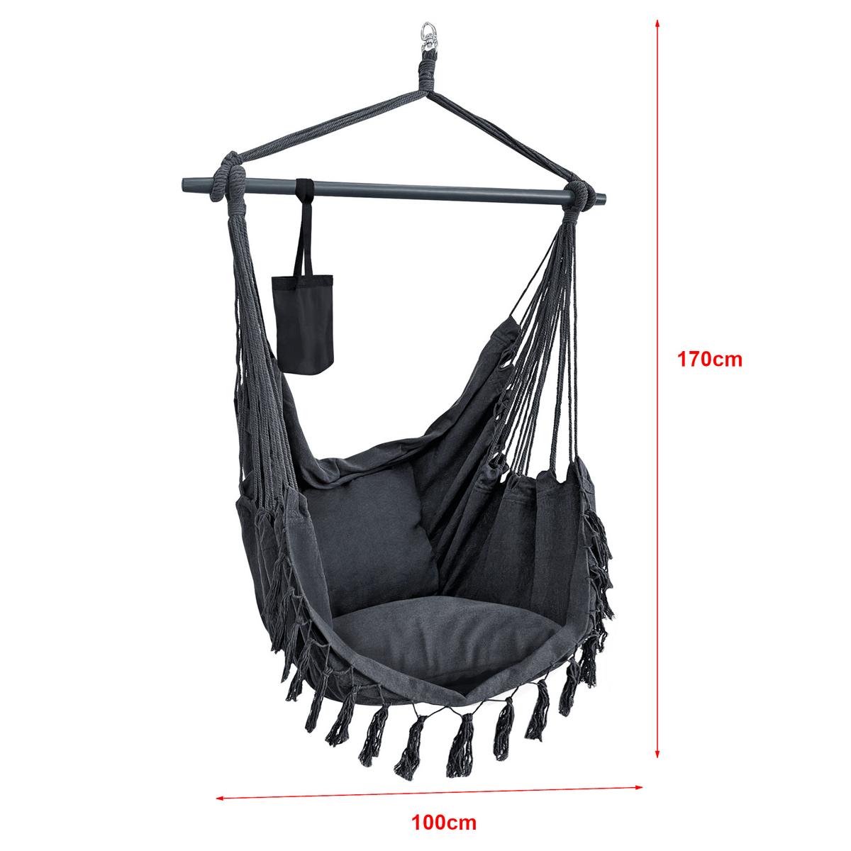 HÄNGESESSEL Aranga - Dunkelgrau, Textil (100/170/50cm) - [en.casa]