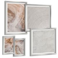 BILDER SET 5er Set - 50x50 cm & 20x30 cm & 40x60 cm Silberner Rahmen - Marmorstein-Texturmuster - Silberfarben, Kunststoff (40/60cm) - TULUP