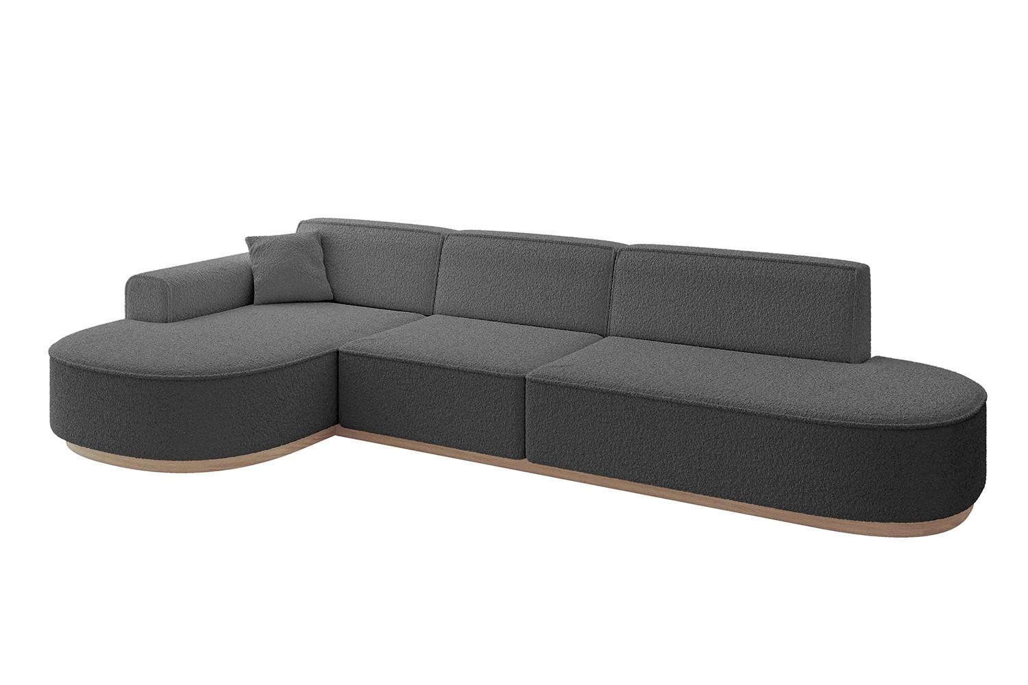 ECKSOFA Ottomane Links MARI-L2-v1 - 328x171x83 cm Grau Bouclé - Grau, Holzwerkstoff/Textil (328/171cm) - ALTDECOR