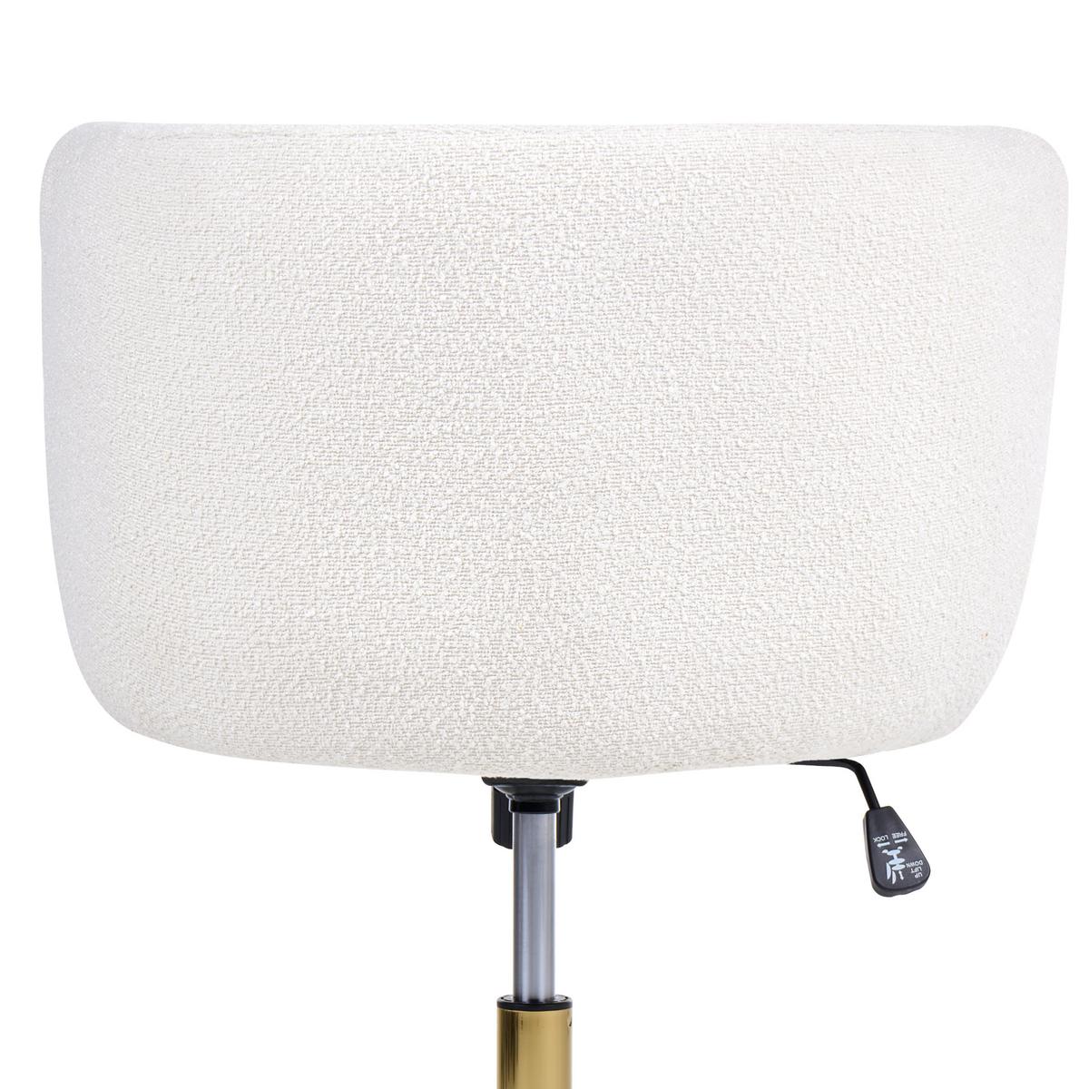 SCHREIBTISCHSTUHL Bouclé Weiß Pelora - Weiß, Textil (64/76/60cm) - Beliani