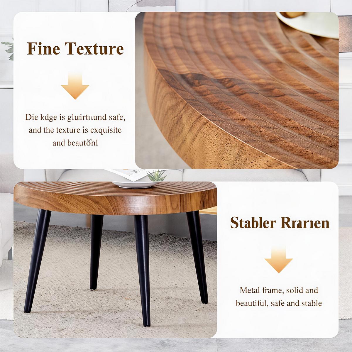 COUCHTISCH Walnussbraun Rund mit Jahresringen & Metallbeinen - Walnussfarben, Holzwerkstoff (60/60/37cm) - Urban Meuble