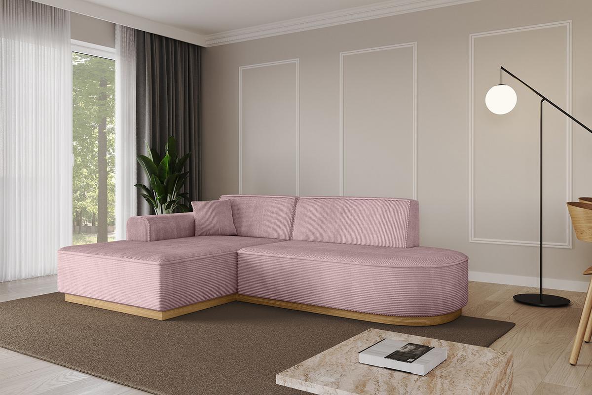 ECKSOFA Ottomane Links IREA-L1-v2 - 232x165x80 cm Rosa - Rosa, Holzwerkstoff/Textil (232/165cm) - ALTDECOR