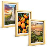 BILDER SET 3er Set - 20x30 cm Goldrahmen - Orange Mountain Wasserfall - Goldfarben, Kunststoff (20/30cm) - TULUP