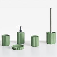 BADACCESSOIRES Set 5-teilig Grün Camana - Silberfarben/Grün, Kunststoff (8/10/8cm) - Beliani