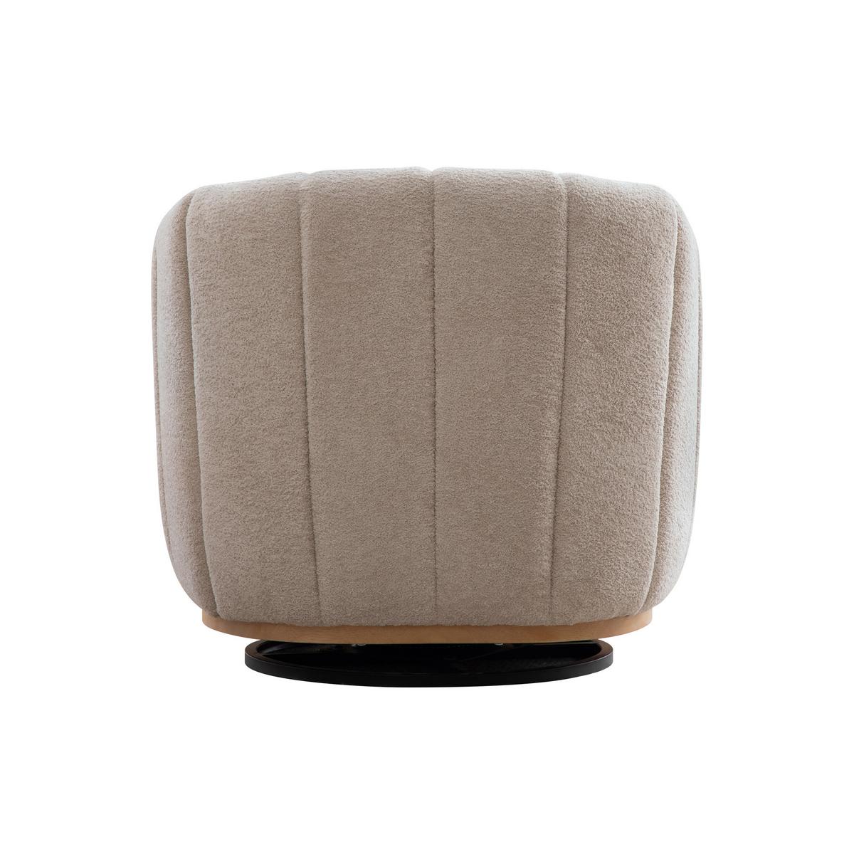 DREHSESSEL Beige Chenille Kürbis-Design 360° mit Metallfuß - Beige, Textil (81/75.5/73cm) - Urban Meuble