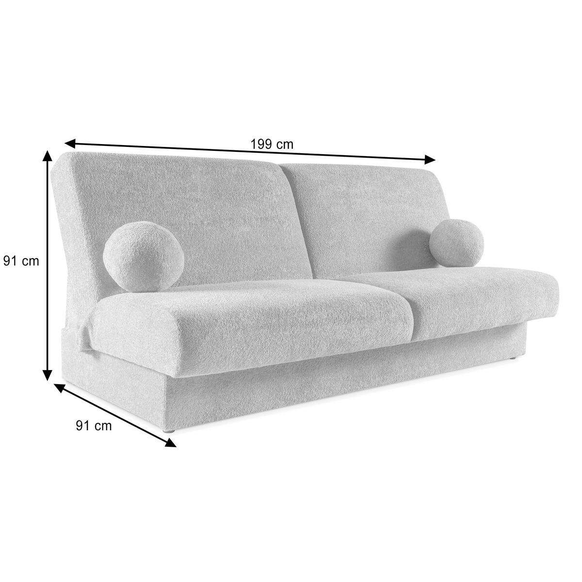 SCHLAFSOFA Beno 3-Sitzer mit Schlaffunktion, Grau - Grau, Textil (199/91/91cm) - Beautysofa