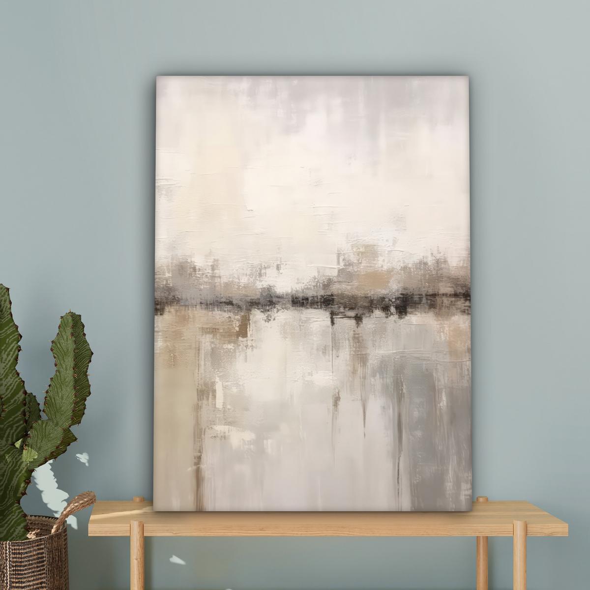 LEINWANDBILD Moderne Kunst - Abstrakt - Beige Wandbild Wohnzimmer 60x80 cm - Beige, Textil (60/80cm) - MuchoWow