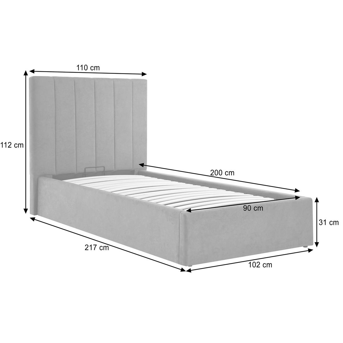 POLSTERBETT Melvio Einzelbett 90x200 cm mit Bettkasten und hohem Steppkopfteil, ohne Matratze, Dunkelgrau - Dunkelgrau, Textil (90/200cm) - Beautysofa