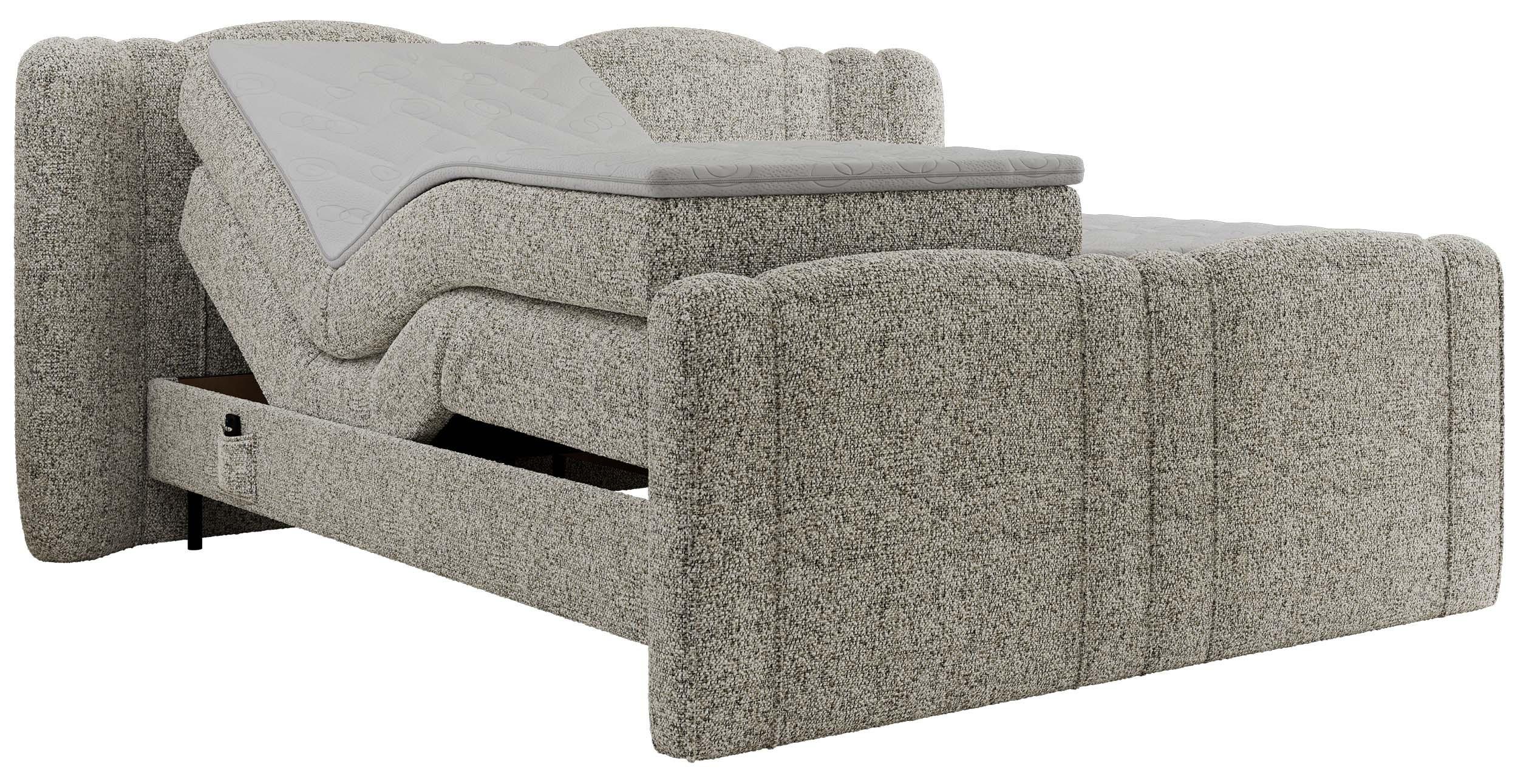BOXBETT FORTINA 160/200 - Beige Struktur - H4 - Beige, Holz/Textil (160/200cm) - MKS