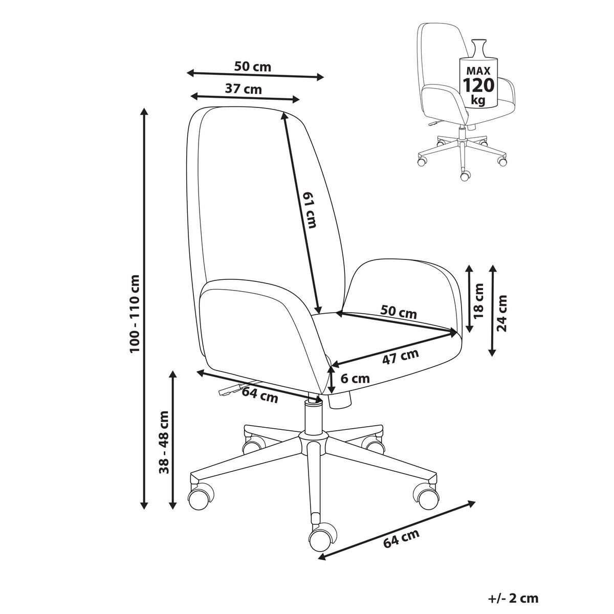 BÜROSTUHL Bouclé Weiß Clare - Weiß, Textil (62/100/64cm) - Beliani