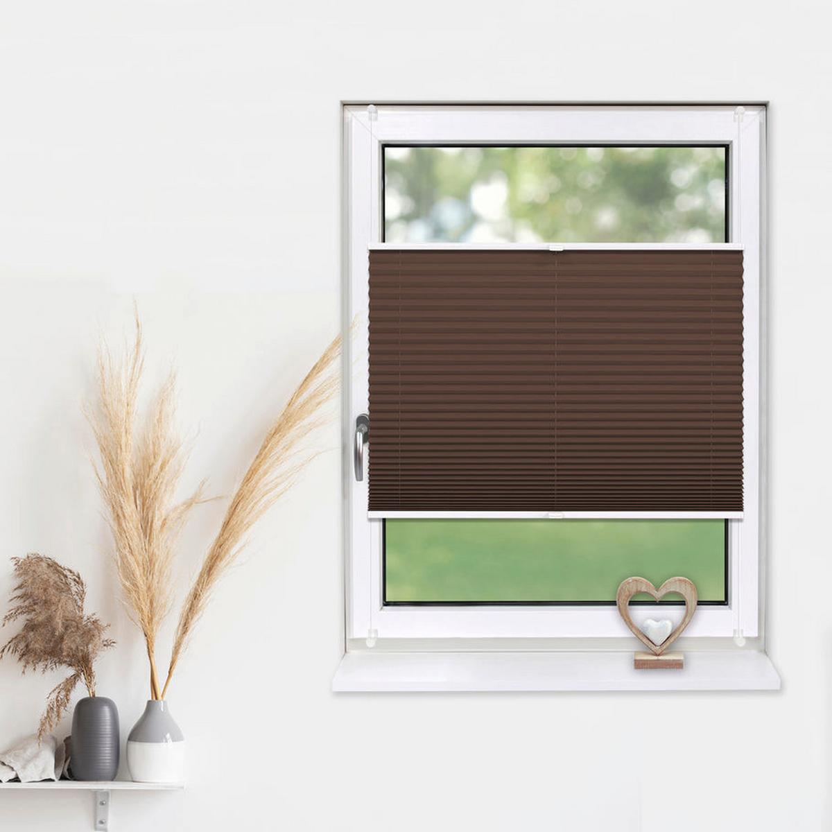 PLISSEE Basic 70 x 210cm Klemmfix ohne Bohren - Braun, Textil (70/210cm) - Deco-Raum